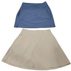 Athleta Jupe Blue & Soho Tan Skorts Women's Size 2 Activewear Golf Tennis I377